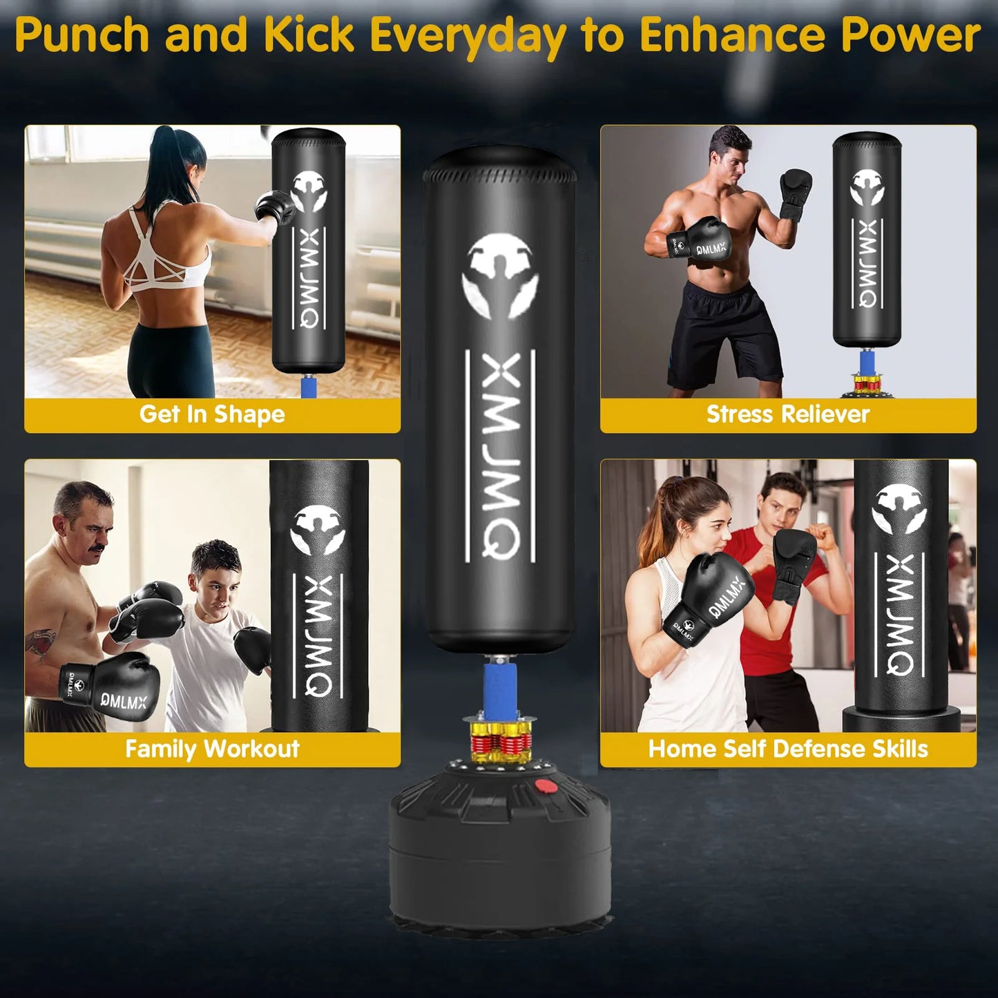 Standing Boxing Post with Gloves – Home Training Punching Bag with Suction Cup Base