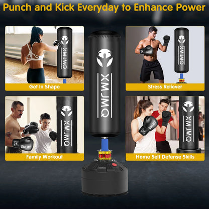 Standing Boxing Post with Gloves – Home Training Punching Bag with Suction Cup Base