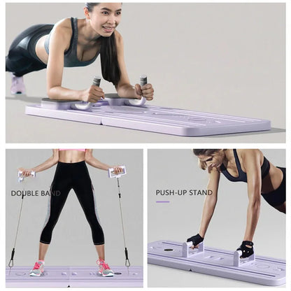 Abdominal Exercise Board – 4-in-1 Core Trainer with Ab Wheel, Push-Up Bars, Resistance Bands, and Timer
