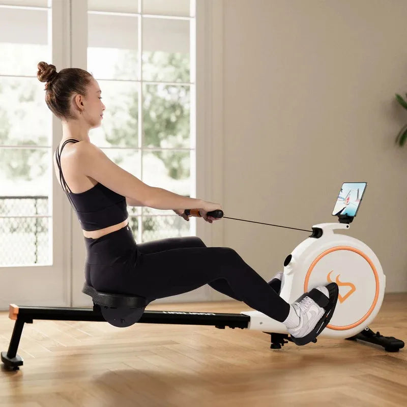 Smart Rowing Machine with 32 Magnetic Resistance Levels – Bluetooth Fitness Rower with LED Monitor & Tablet Holder (300 lbs Capacity)