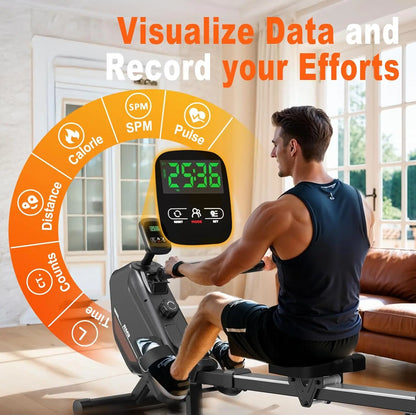 Magnetic Rowing Machine – Foldable RM3 Rower with 16 Resistance Levels, Bluetooth, and 150kg Capacity