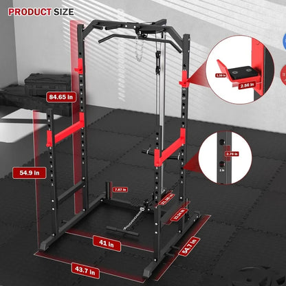 Multi-Function Power Rack – Home Gym Cage with Pulley System, Bench Press, Squat & LAT Pull-Down