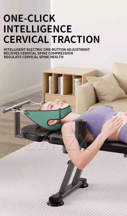 Electric Spine Traction Table – Cervical & Lumbar Stretching Device, Inversion Table for Pain Relief & Height Increase (880 lbs Capacity)