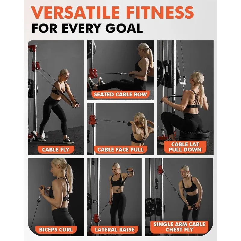 Wall-Mount Cable Crossover Machine – Dual Pulley System with 18 Adjustable Positions, Compact Home Gym