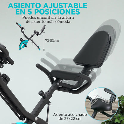 Folding Exercise Bike – Sportnow Compact Magnetic Bike with 8 Resistance Levels and LCD Monitor