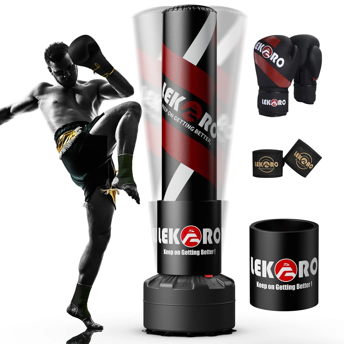 Standing Boxing Post with Gloves – Home Training Punching Bag with Suction Cup Base
