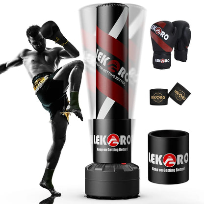 Standing Boxing Post with Gloves – Home Training Punching Bag with Suction Cup Base