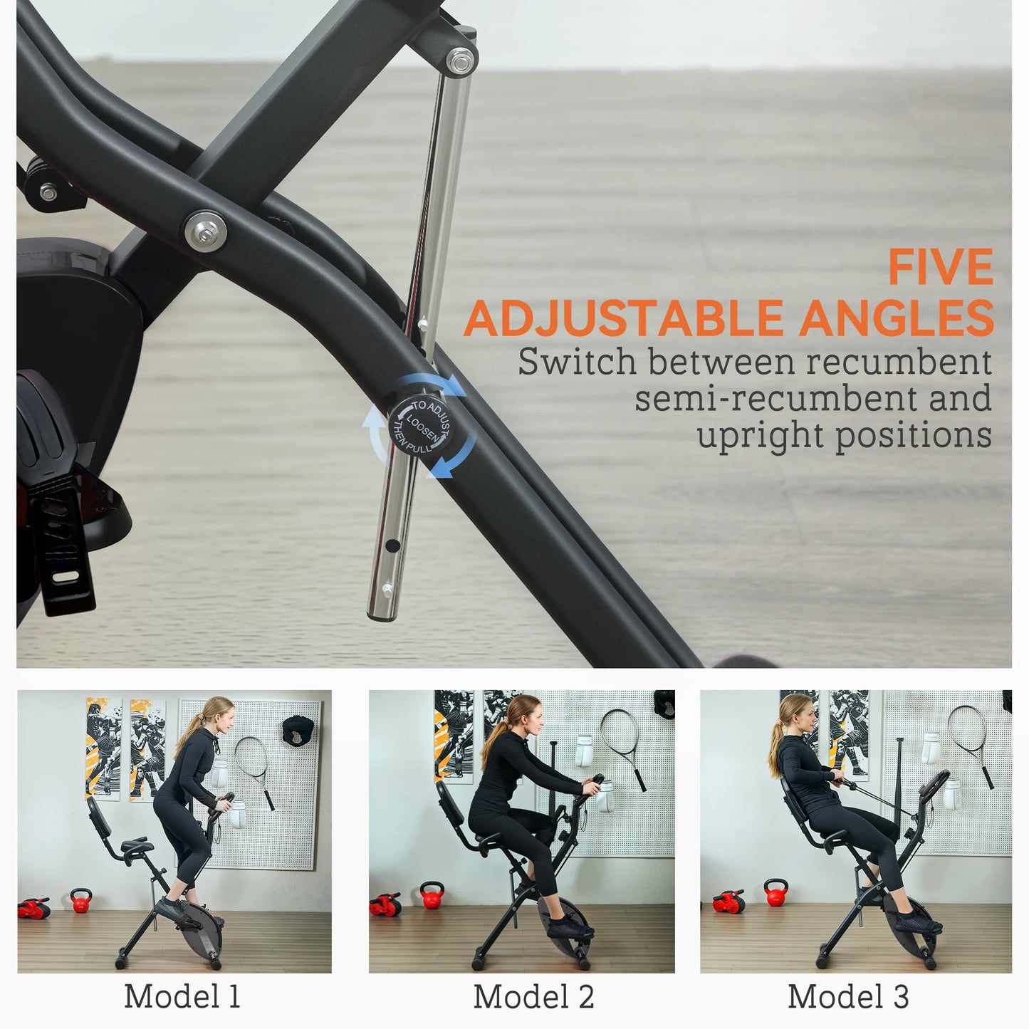 Folding Exercise Bike – Sportnow Compact Magnetic Bike with 8 Resistance Levels and LCD Monitor