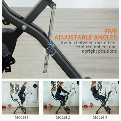 Folding Exercise Bike – Sportnow Compact Magnetic Bike with 8 Resistance Levels and LCD Monitor