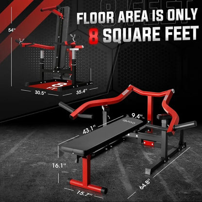 Chest Press Machine with Adjustable Bench – 450lb Capacity, Independent Arms, Space-Saving Design