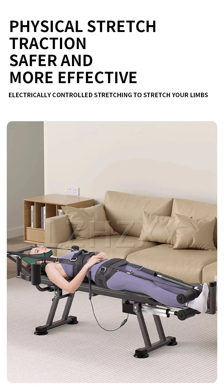 Electric Spine Traction Table – Cervical & Lumbar Stretching Device, Inversion Table for Pain Relief & Height Increase (880 lbs Capacity)