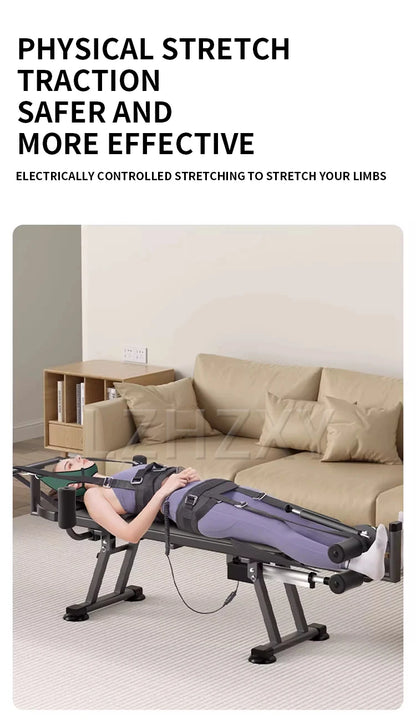 Electric Spine Traction Table – Cervical & Lumbar Stretching Device, Inversion Table for Pain Relief & Height Increase (880 lbs Capacity)