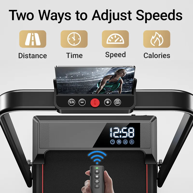 Walking Pad Treadmill with Incline – Under-Desk Folding Treadmill with Handrails, Quiet Motor & LED Display for Home/Office
