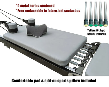 Pilates Reformer Machine with Tower – Foldable Home Pilates Equipment with Adjustable Pull-Up Bar & Elevated Platform