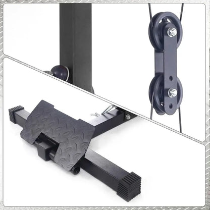 Lat Pulldown Machine with High/Low Pulley – Adjustable Seat, Row Station, and Cable Attachments for Home Gym