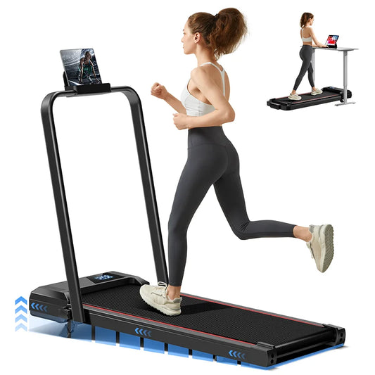 Walking Pad Treadmill with Incline – Under-Desk Folding Treadmill with Handrails, Quiet Motor & LED Display for Home/Office