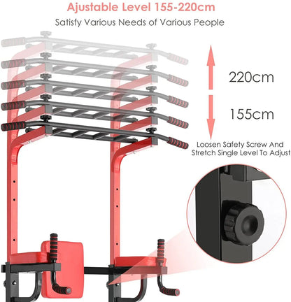 Power Tower Pull-Up Bar Station – Adjustable Dip Station & Multi-Function Strength Training Equipment (440 lbs Capacity)