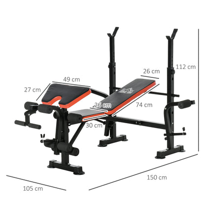 Adjustable Weight Bench with Bar Support – Full Body Strength Training Bench, Multi-Position Backrest, Leg Curl & Arm Trainer