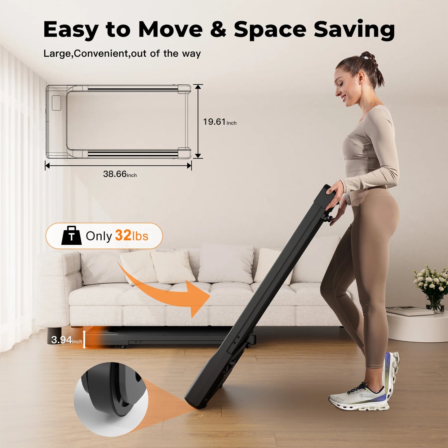 Walking Pad Treadmill – 2-in-1 Portable Under Desk Treadmill with Remote Control, LED Display, and Quiet 2.5HP Motor