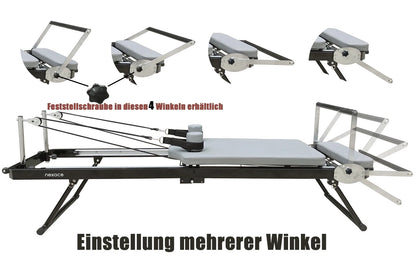 Pilates Reformer Machine with Tower – Foldable Home Pilates Equipment with Adjustable Pull-Up Bar & Elevated Platform
