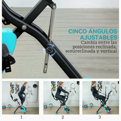 Folding Exercise Bike – Sportnow Compact Magnetic Bike with 8 Resistance Levels and LCD Monitor