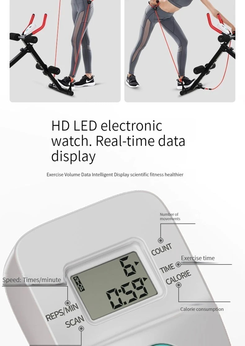 Abdominal Waist Trainer – Foldable Supine Board with LED Monitor, Adjustable Levels, and Multi-Function Design