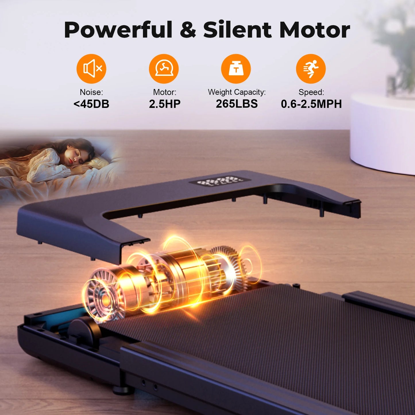 Walking Pad Treadmill – 2-in-1 Portable Under Desk Treadmill with Remote Control, LED Display, and Quiet 2.5HP Motor