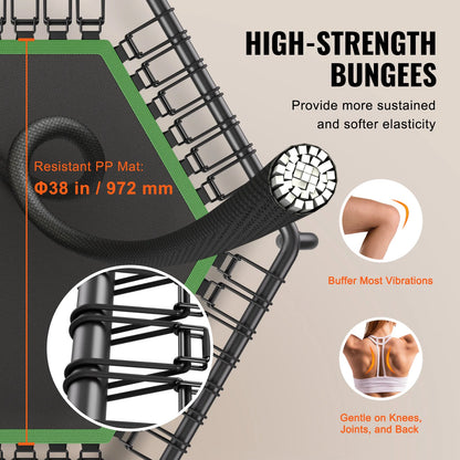 Mini Fitness Trampoline – 54.5" Rebounder with Adjustable Handle, Quiet Bungee System, and 450lb Capacity