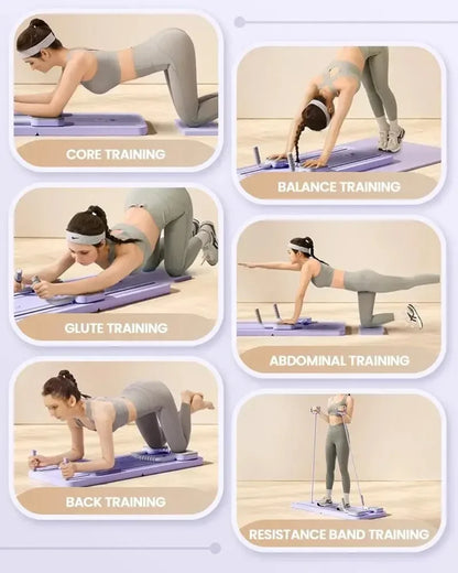 Abdominal Exercise Board – 4-in-1 Core Trainer with Ab Wheel, Push-Up Bars, Resistance Bands, and Timer