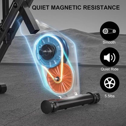 Foldable Exercise Bike – 8-Level Magnetic Resistance with Heart Rate Sensors, LCD Display, and Arm Resistance Bands
