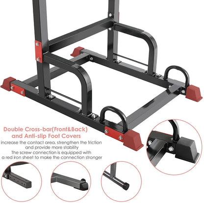 Power Tower Pull-Up Bar Station – Adjustable Dip Station & Multi-Function Strength Training Equipment (440 lbs Capacity)