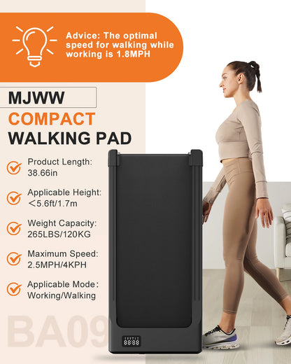 Walking Pad Treadmill – 2-in-1 Portable Under Desk Treadmill with Remote Control, LED Display, and Quiet 2.5HP Motor