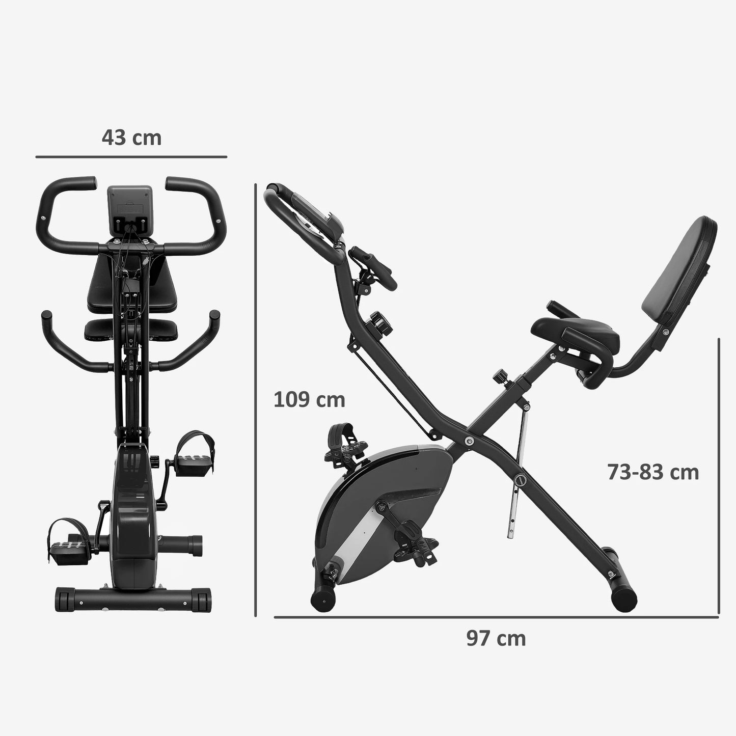 Folding Exercise Bike – Sportnow Compact Magnetic Bike with 8 Resistance Levels and LCD Monitor