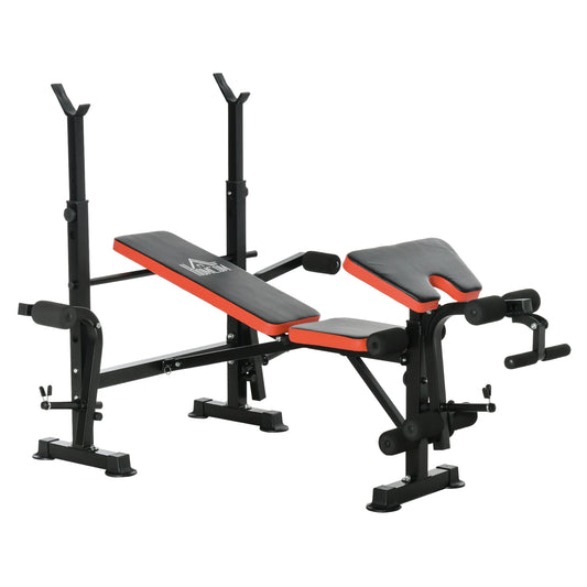 Adjustable Weight Bench with Bar Support – Full Body Strength Training Bench, Multi-Position Backrest, Leg Curl & Arm Trainer