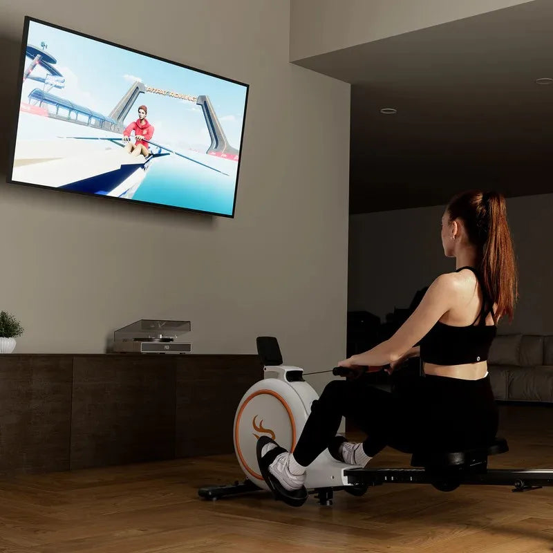 Smart Rowing Machine with 32 Magnetic Resistance Levels – Bluetooth Fitness Rower with LED Monitor & Tablet Holder (300 lbs Capacity)
