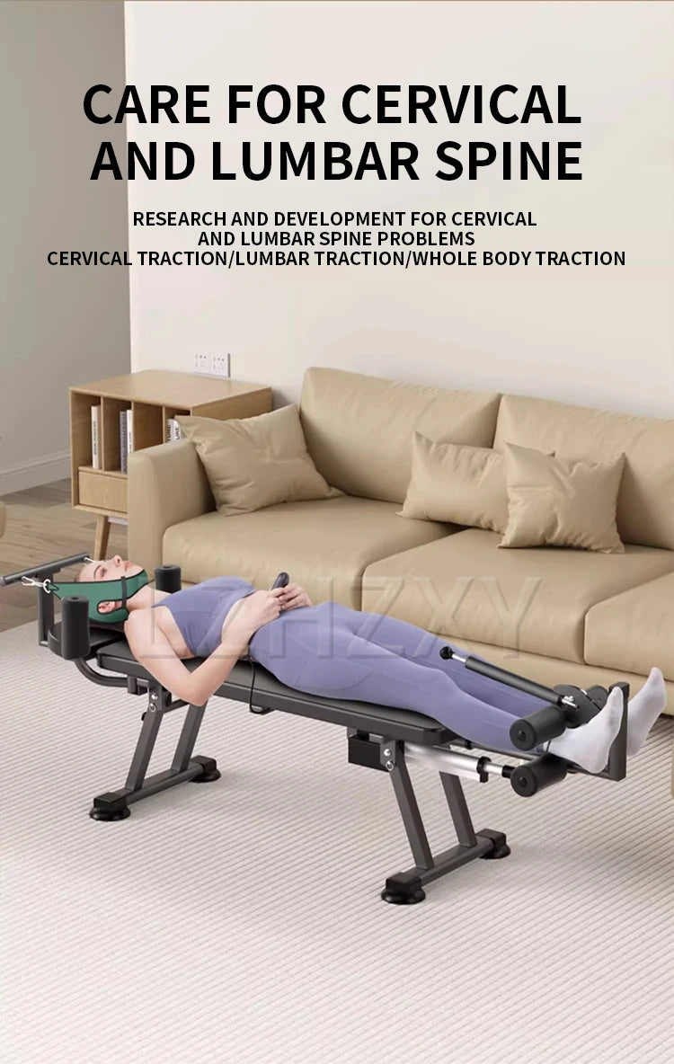 Electric Spine Traction Table – Cervical & Lumbar Stretching Device, Inversion Table for Pain Relief & Height Increase (880 lbs Capacity)