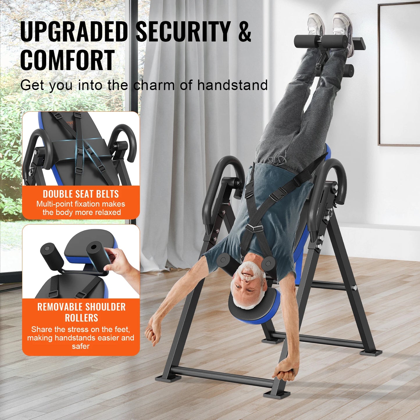 Inversion Table – Heavy-Duty Back Stretcher with Adjustable Height, Safety Straps, and Foldable Design