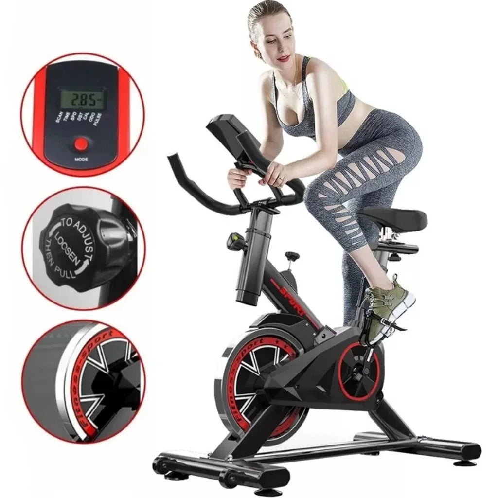 Professional Spinning Exercise Bike – Ergometric Indoor Fitness Bicycle with Adjustable Resistance & LCD Monitor (265 lbs Capacity)