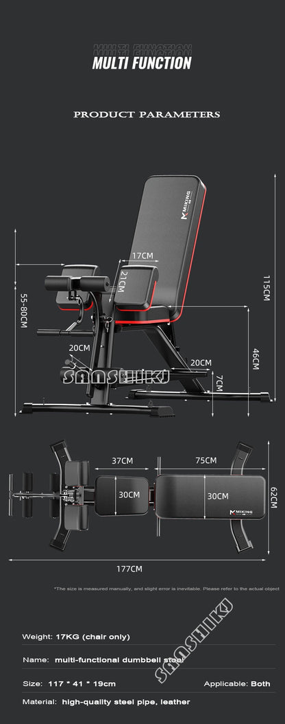 Multi-Function Weightlifting Bench – Adjustable Fitness Bench for Dumbbell Training, Roman Chair, and Core Workouts