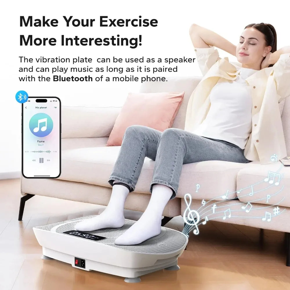 Whole Body Vibration Plate – Power Fitness Platform with Remote, 10 Speed Levels & Resistance Bands