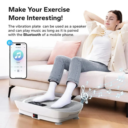 Whole Body Vibration Plate – Power Fitness Platform with Remote, 10 Speed Levels & Resistance Bands