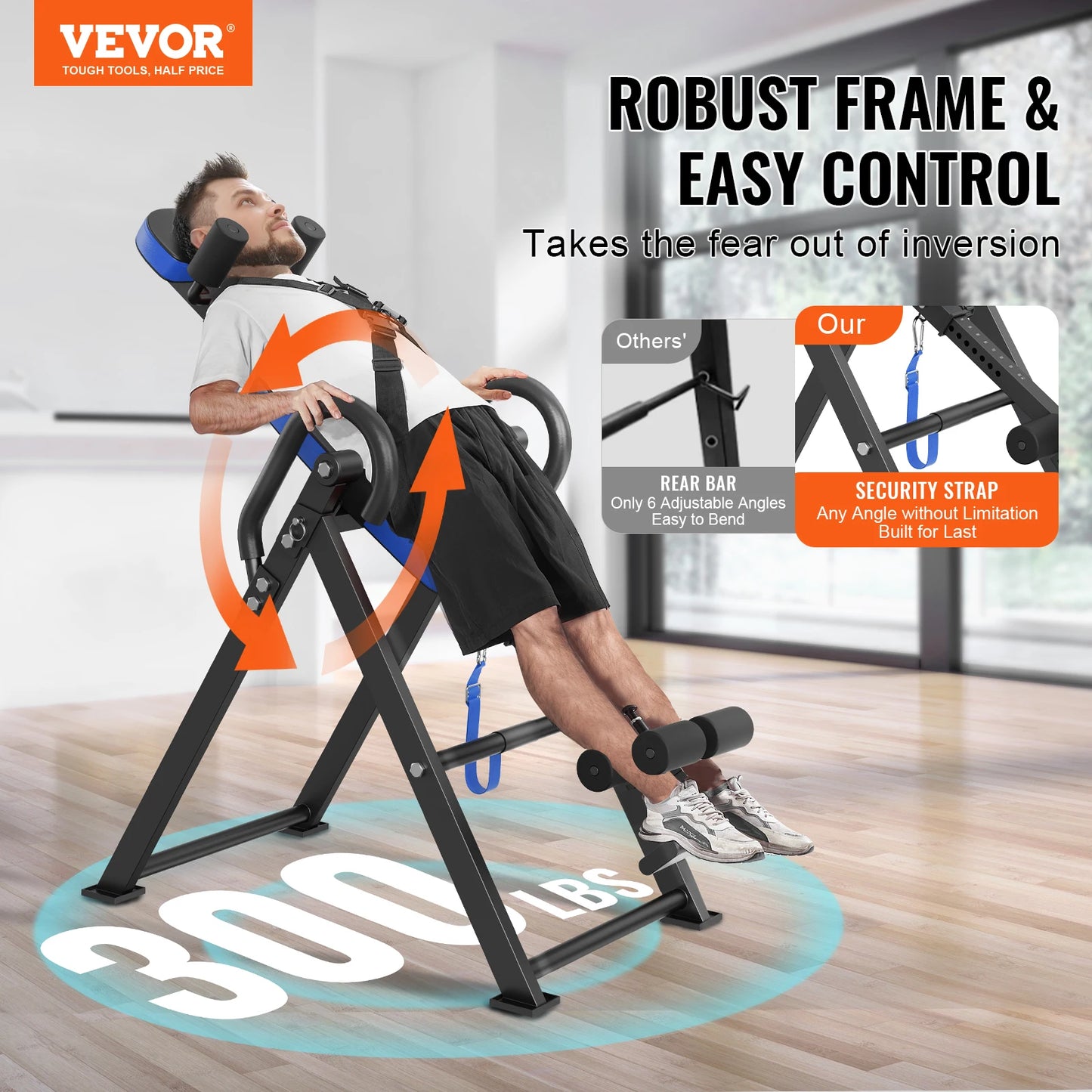 Inversion Table – Heavy-Duty Back Stretcher with Adjustable Height, Safety Straps, and Foldable Design