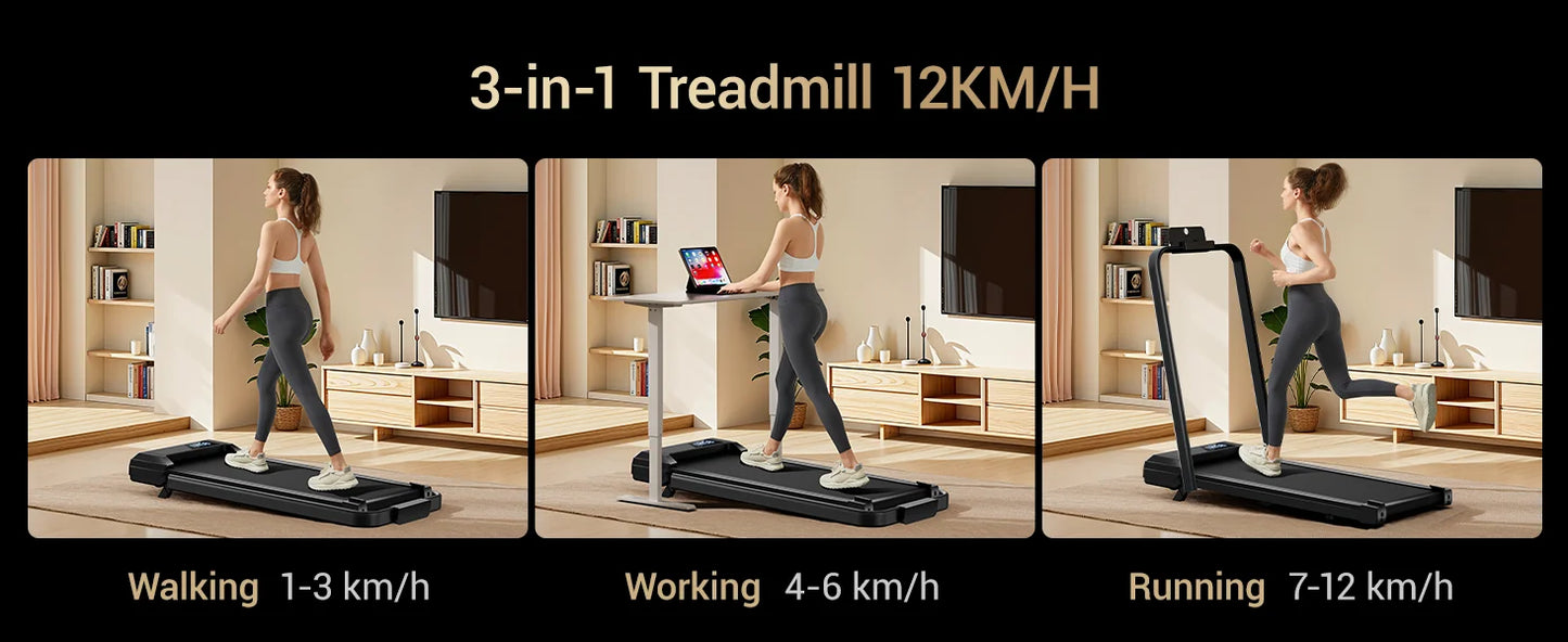 Walking Pad Treadmill with Incline – Under-Desk Folding Treadmill with Handrails, Quiet Motor & LED Display for Home/Office