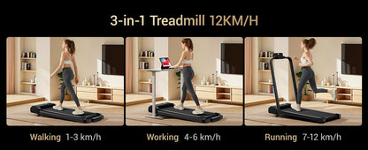 Walking Pad Treadmill with Incline – Under-Desk Folding Treadmill with Handrails, Quiet Motor & LED Display for Home/Office