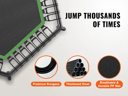 Mini Fitness Trampoline – 54.5" Rebounder with Adjustable Handle, Quiet Bungee System, and 450lb Capacity