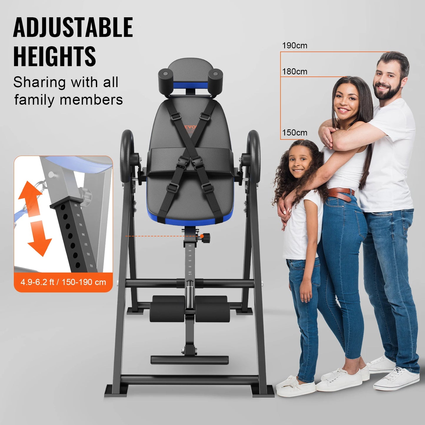 Inversion Table – Heavy-Duty Back Stretcher with Adjustable Height, Safety Straps, and Foldable Design