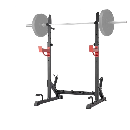 Adjustable Squat Stand Power Rack – Multi-Functional Barbell Rack with Hooks, Safety Arms, and Weight Plate Storage