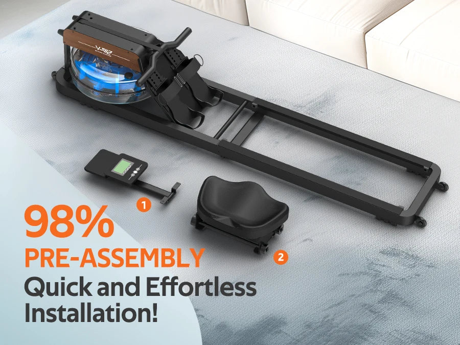 Water Rowing Machine for Home – Foldable Rower with Bluetooth Monitor, 6-Level Adjustable Resistance & Tablet Holder (160kg Capacity)