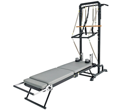 Pilates Reformer Machine with Tower – Foldable Home Pilates Equipment with Adjustable Pull-Up Bar & Elevated Platform