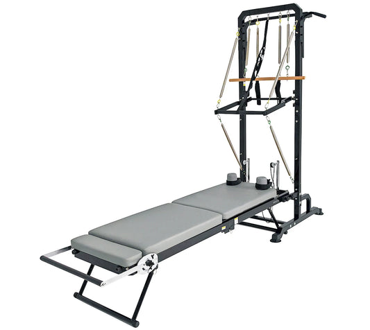Pilates Reformer Machine with Tower – Foldable Home Pilates Equipment with Adjustable Pull-Up Bar & Elevated Platform